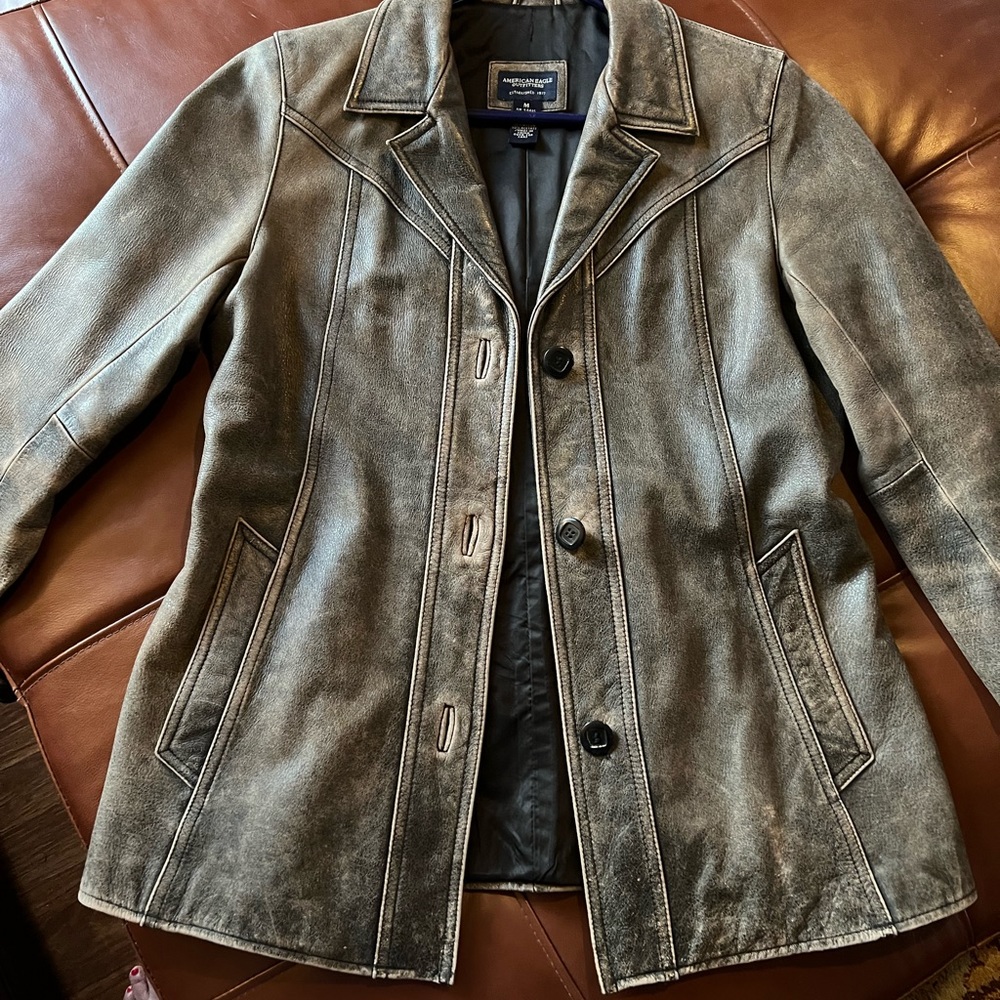 American Eagle Outfitters - Distressed Leather Jacket - Sz Med